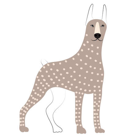 dog stands doodle sketch, outline, isolated, vectorのイラスト素材