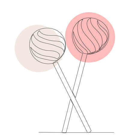 candy on a stick one continuous line drawing, vectorのイラスト素材