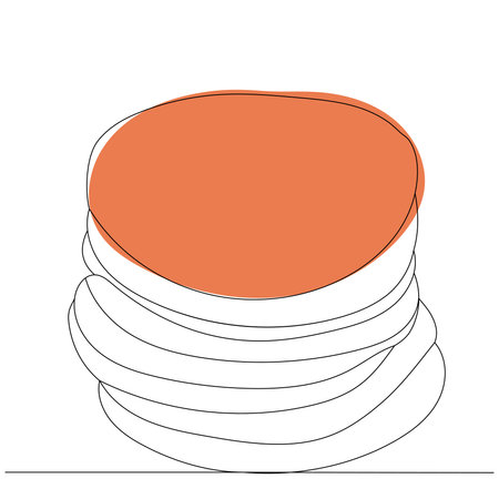 pancakes drawing by one continuous line, vectorのイラスト素材