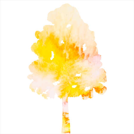 autumn tree watercolor silhouette on white background, isolated, vectorのイラスト素材