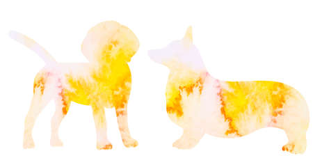 dogs watercolor silhouette on white background, isolated, vectorのイラスト素材