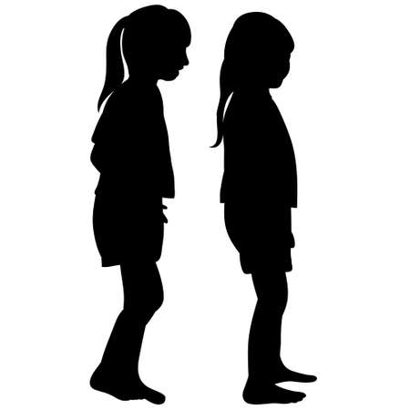 child silhouette on white backgroundのイラスト素材
