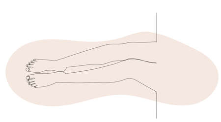 female feet drawing by one continuous line, sketch vectorのイラスト素材