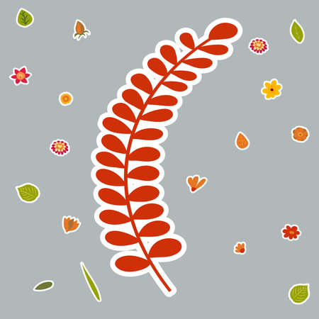 red leaf in flat design set isolated , vectorのイラスト素材
