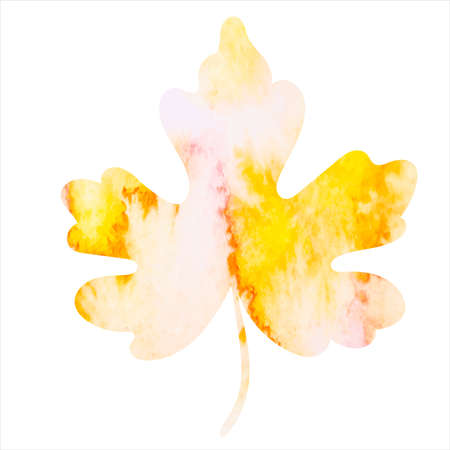 tree leaf watercolor yellow silhouette, isolatedのイラスト素材