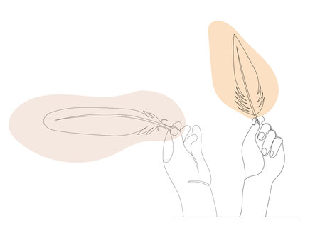 one continuous hand drawingのイラスト素材