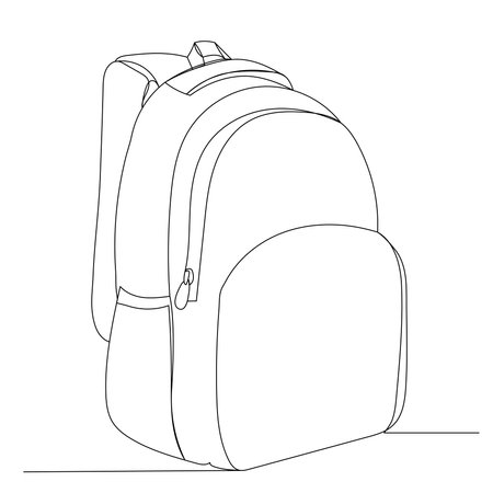 one continuous line drawing backpack vectorのイラスト素材