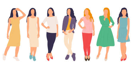 women in flat style, isolated, vectorのイラスト素材
