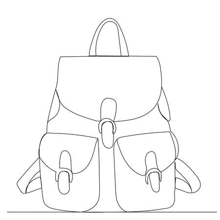 one continuous line drawing of a backpackのイラスト素材