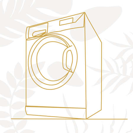 washing machine drawing by one continuous line, vectorのイラスト素材