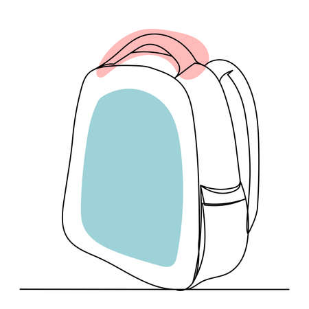 backpack one continuous line drawing, vectorのイラスト素材