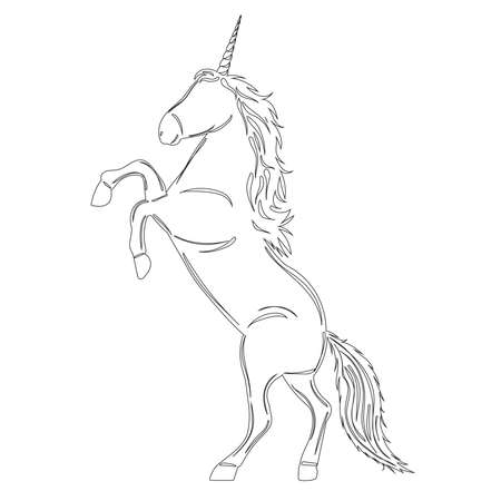 unicorn sketch on white background outline isolated, vectorのイラスト素材