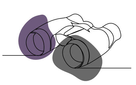 binoculars single continuous line drawing vectorのイラスト素材