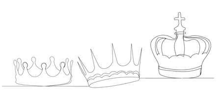 crown drawing by one continuous line vectorのイラスト素材
