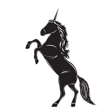 silhouette unicorn black on white background isolated, vectorのイラスト素材