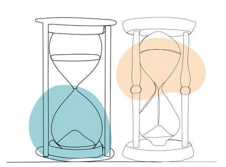 time hour glass drawing one continuous line vector