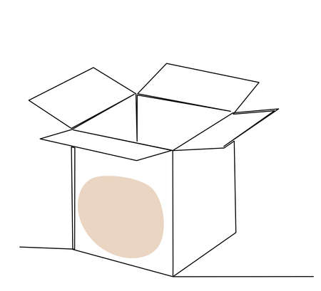open box drawing one continuous lineのイラスト素材