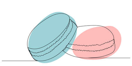 cake, cookie drawing by one continuous line vectorのイラスト素材