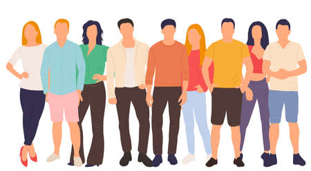 crowd of people in flat style, isolatedのイラスト素材