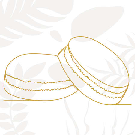 cookie drawing by one continuous line, on abstract background vectorのイラスト素材