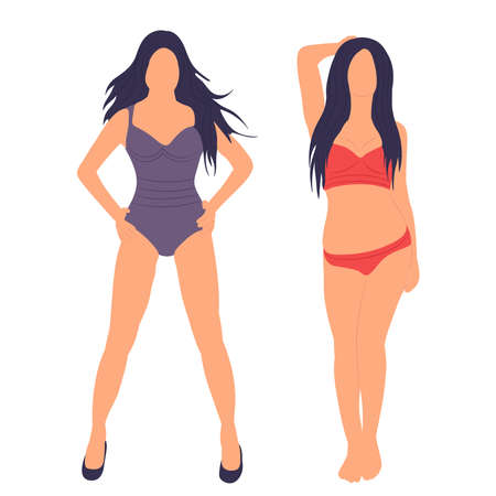 girl in a swimsuit in a flat style, isolated, vectorのイラスト素材