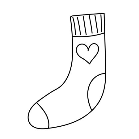 sock doodle sketch on white background isolated, vectorのイラスト素材