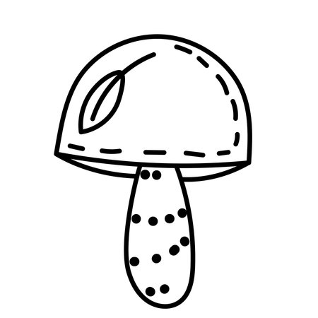 mushroom doodle sketch on white background isolated, vectorのイラスト素材