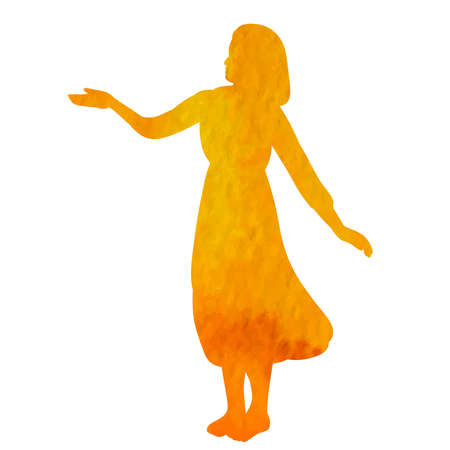 woman watercolor blue silhouette on white backgroundのイラスト素材