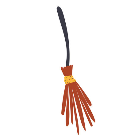 witch broom in doodle style vectorのイラスト素材