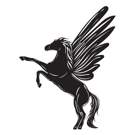 pegasus with wings silhouette isolated, vectorのイラスト素材
