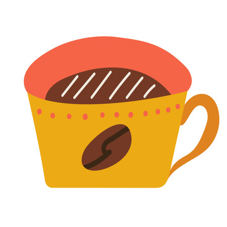 mug with coffee in doodle style isolated vectorのイラスト素材