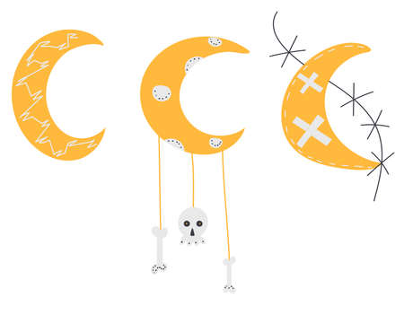 month for halloween in doodle style isolated vectorのイラスト素材