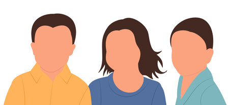 children portrait in flat style isolatedのイラスト素材