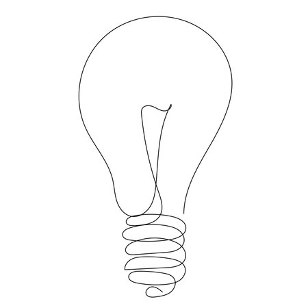 light bulb drawing by one continuous line, vectorのイラスト素材