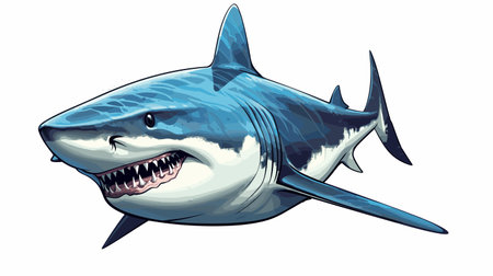 Illustration of a great white shark on a white background - vectorのイラスト素材