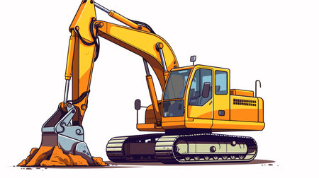 Excavator on a construction site. vector illustration. Eps 10のイラスト素材