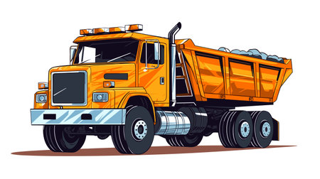 Dump truck isolated on white background. Vector illustration in cartoon style.のイラスト素材