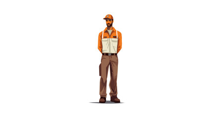 Worker in work clothes isolated on white background. vector illustration.のイラスト素材