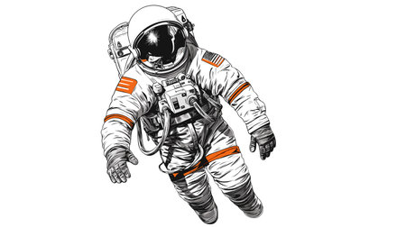 astronaut in spacesuit on a white background. vector illustrationのイラスト素材