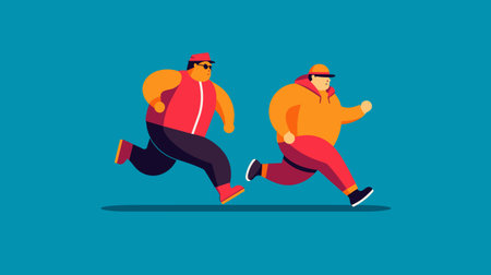 running people. Vector illustration in a flat style. Sportsman and jogger.のイラスト素材