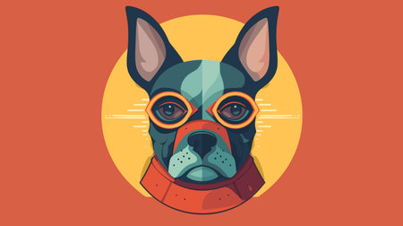 French Bulldog dog. Vector illustration of a dog with glasses.のイラスト素材