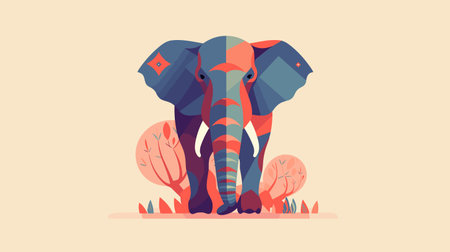 Vector illustration of an elephant in a flat style. vector illustration.のイラスト素材