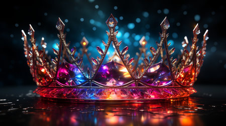 low key image of beautiful queen/king crown. 3d renderingの素材