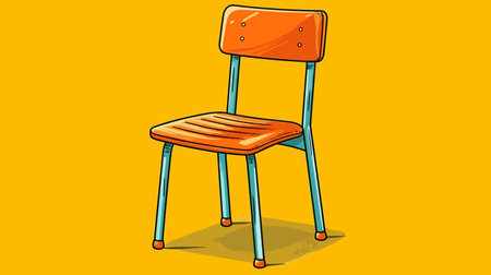 illustration of a school chair on a yellow background, vector illustrationのイラスト素材