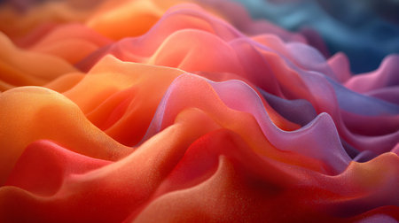 abstract background of multicolored wavy fabric close-upの素材
