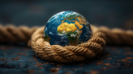 rope around planet earth close shot. Generative AIの素材