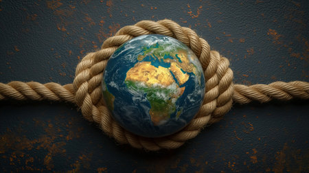rope around planet earth close shot. Generative AIの素材
