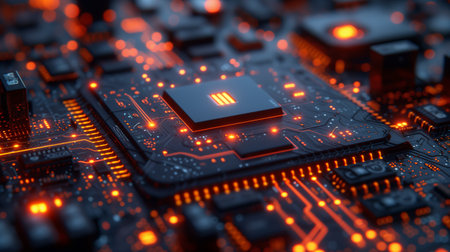 3l render of processor and chips with artificial intelligence symbol. Generative AIの素材
