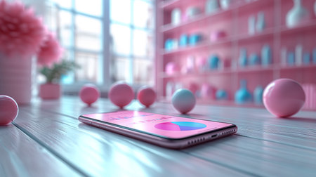 phone smartphone 3D render. Generative AIの素材