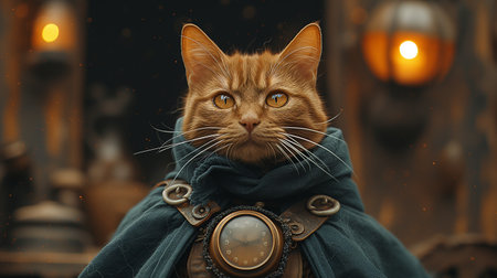 cat portrait in ancient costume. Generative AIの素材